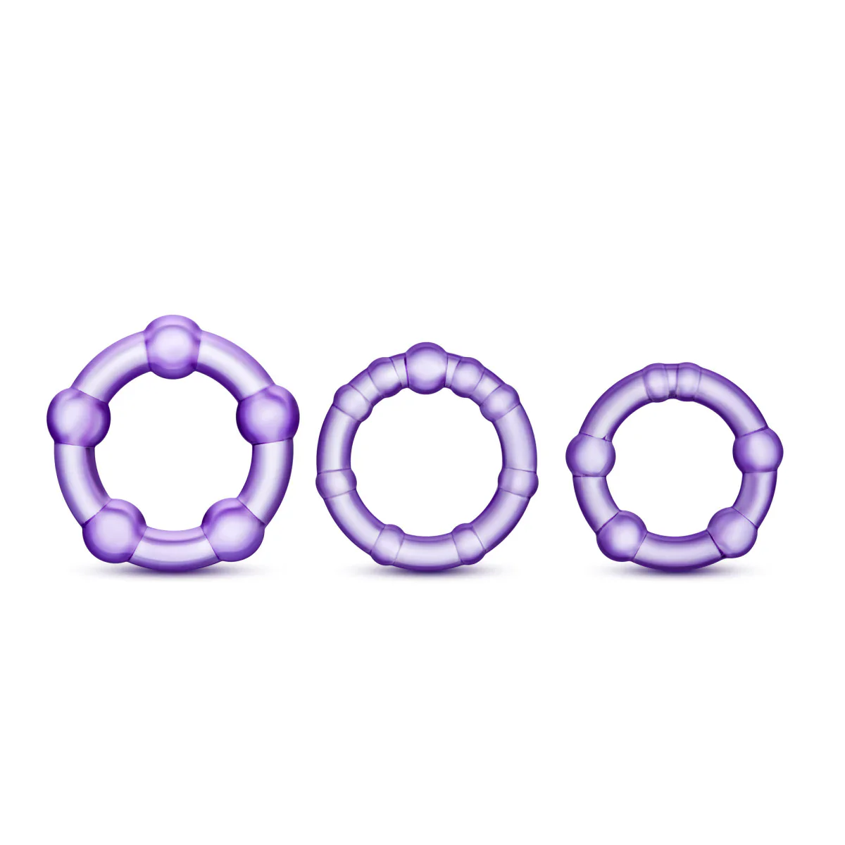 Stay Hard Purple Beaded Penis Rings 3-Sizes - Image 2