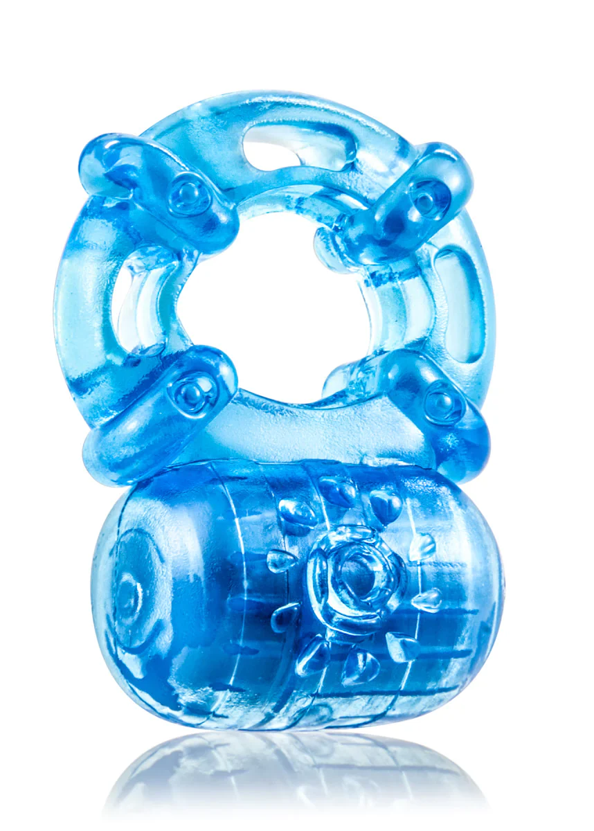 Stay Hard Reusable Blue 5-Function Vibrating Penis Ring - Image 2