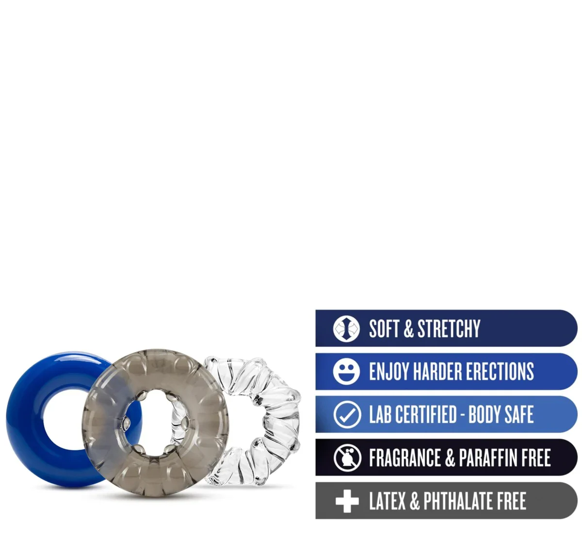 Stay Hard Triple Stretch Penis Rings 3-Pack - Image 2