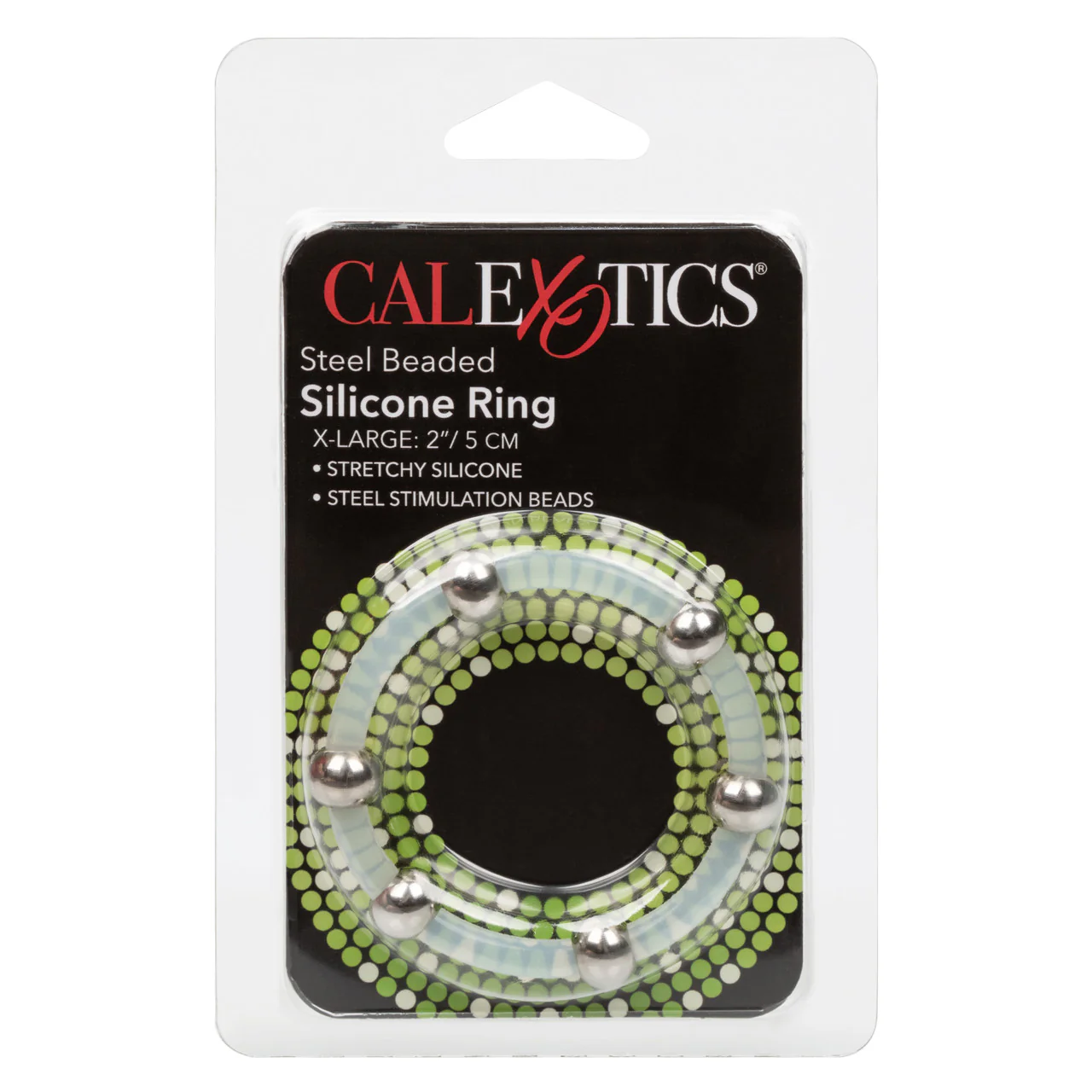 Steel Beaded Silicone Cock Ring - X-Large - Clear - Image 3