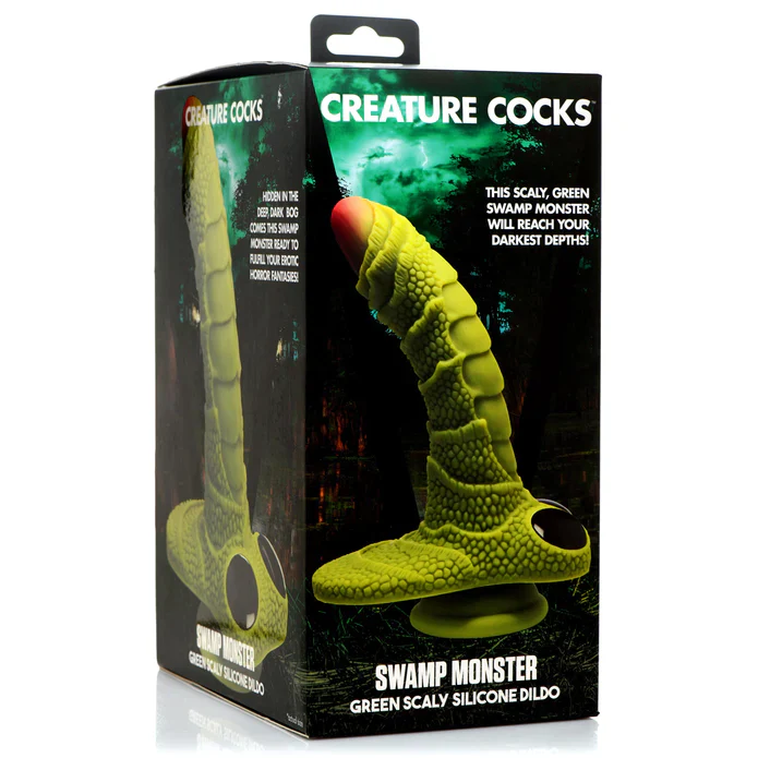 Creature Cock Swamp Monster Green Scaly Silicone Dildo - Image 6