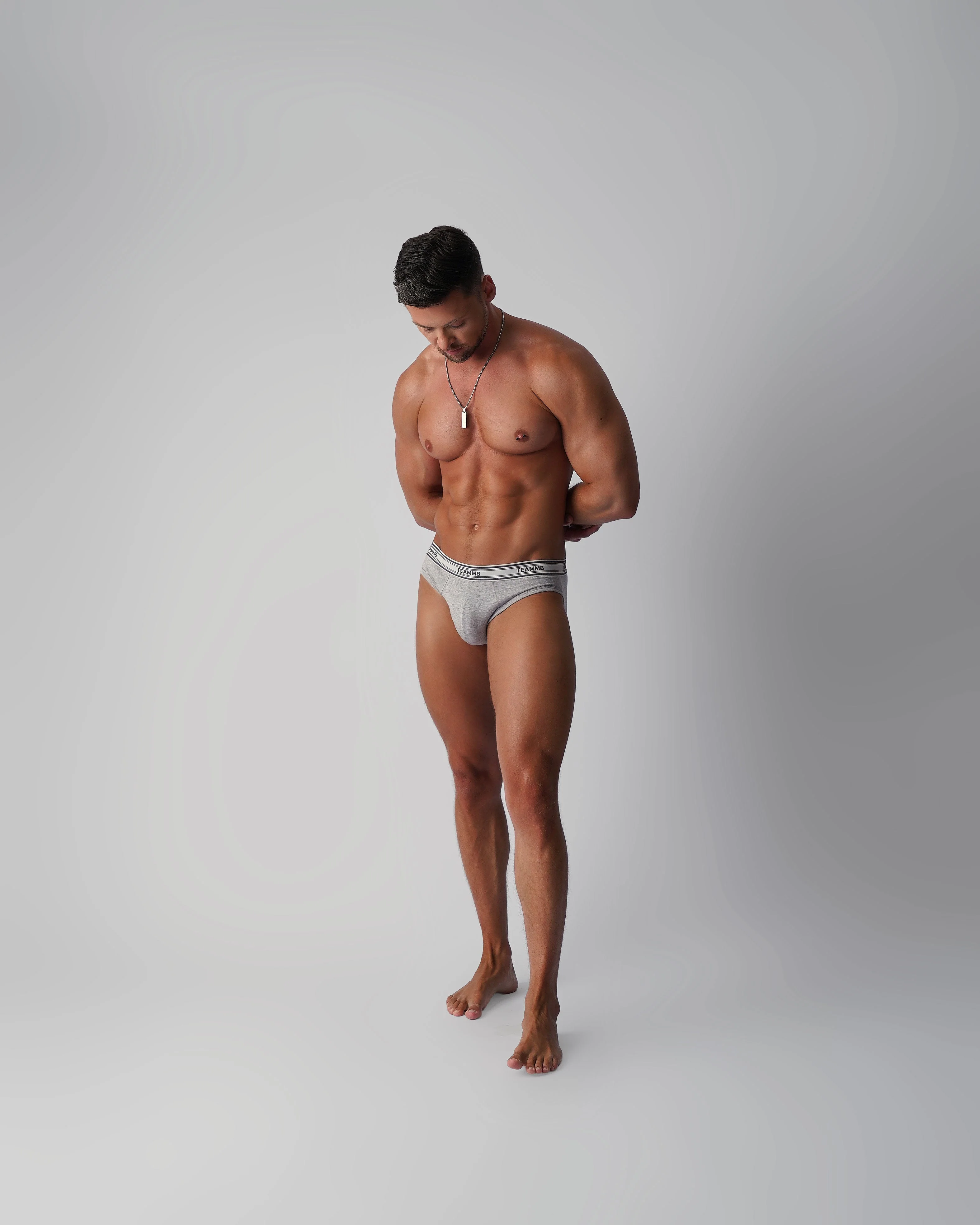 TEAMM8 New Classic Cotton Brief - Grey Marle - Image 5