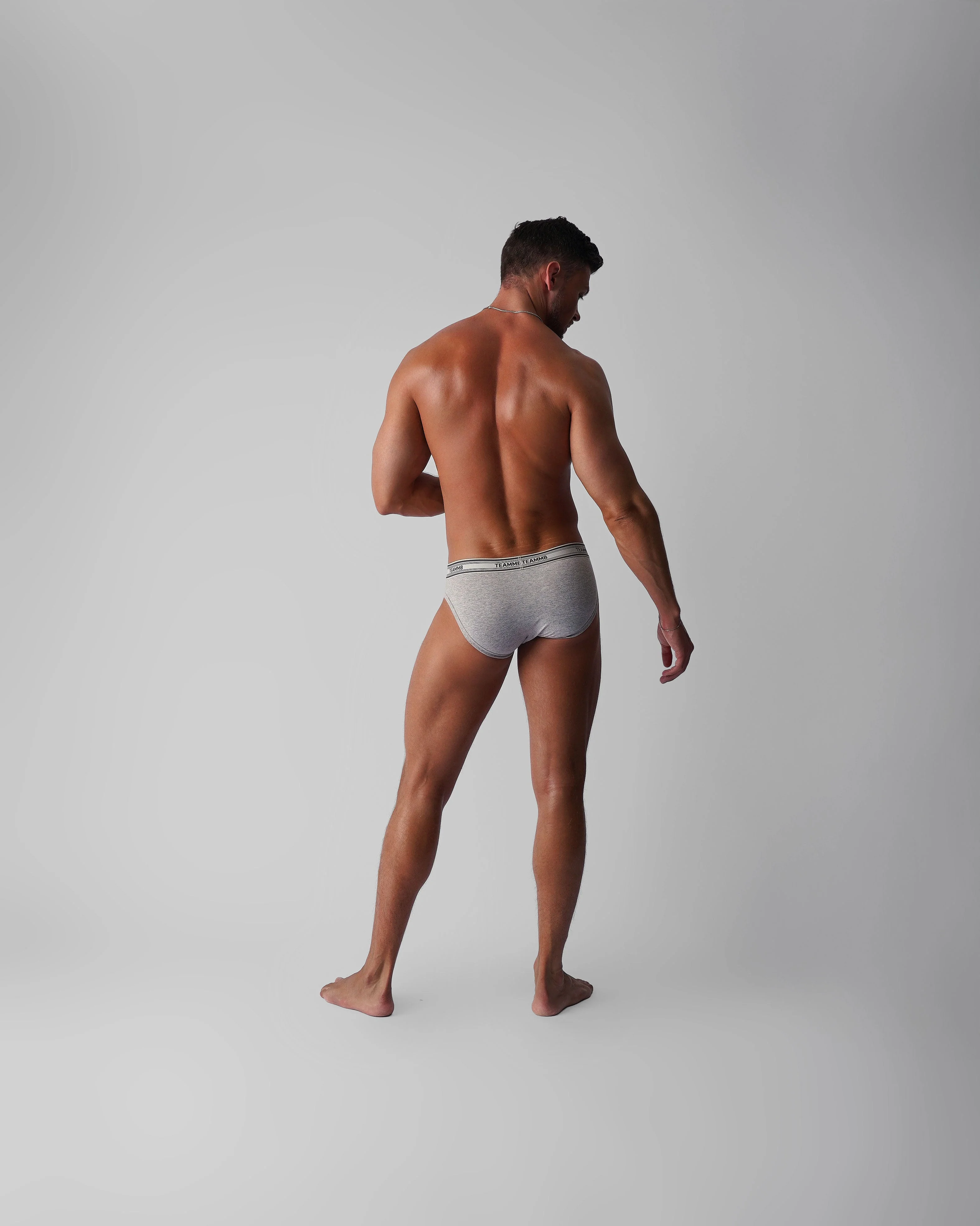 TEAMM8 New Classic Cotton Brief - Grey Marle - Image 7