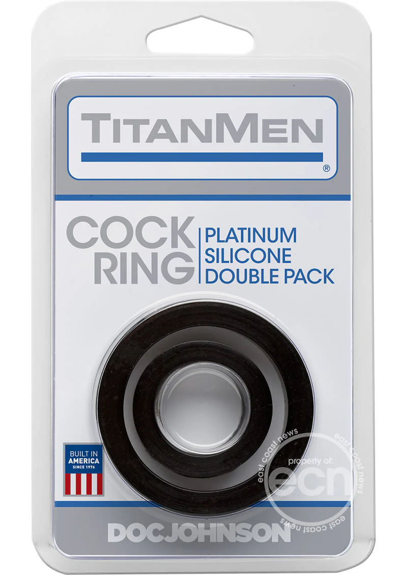 TitanMen Platimum Silicone Cock Rings (2 Piece Kit) - Black - Image 2
