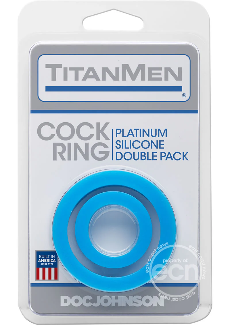TitanMen Platimum Silicone Cock Rings (2 Piece Kit) - Blue - Image 2