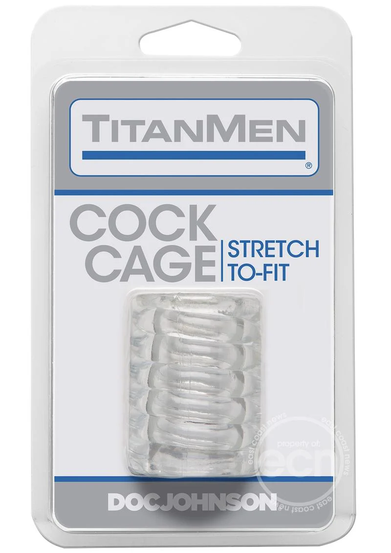 TitanMen Ribbed Stretch-To-Fit Cock Cage - Clear - Image 2