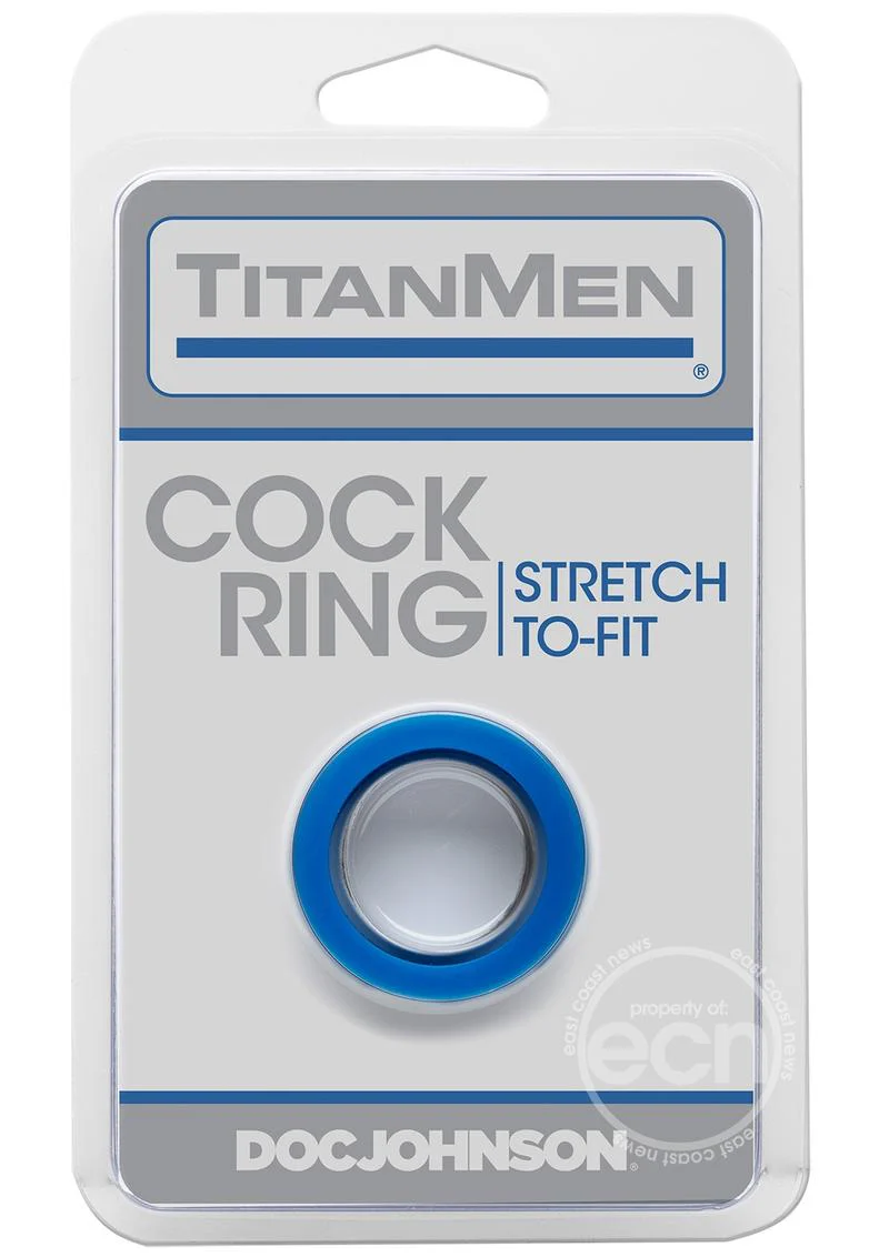 TitanMen Stretch-To-Fit Cock Ring - Blue - Image 3