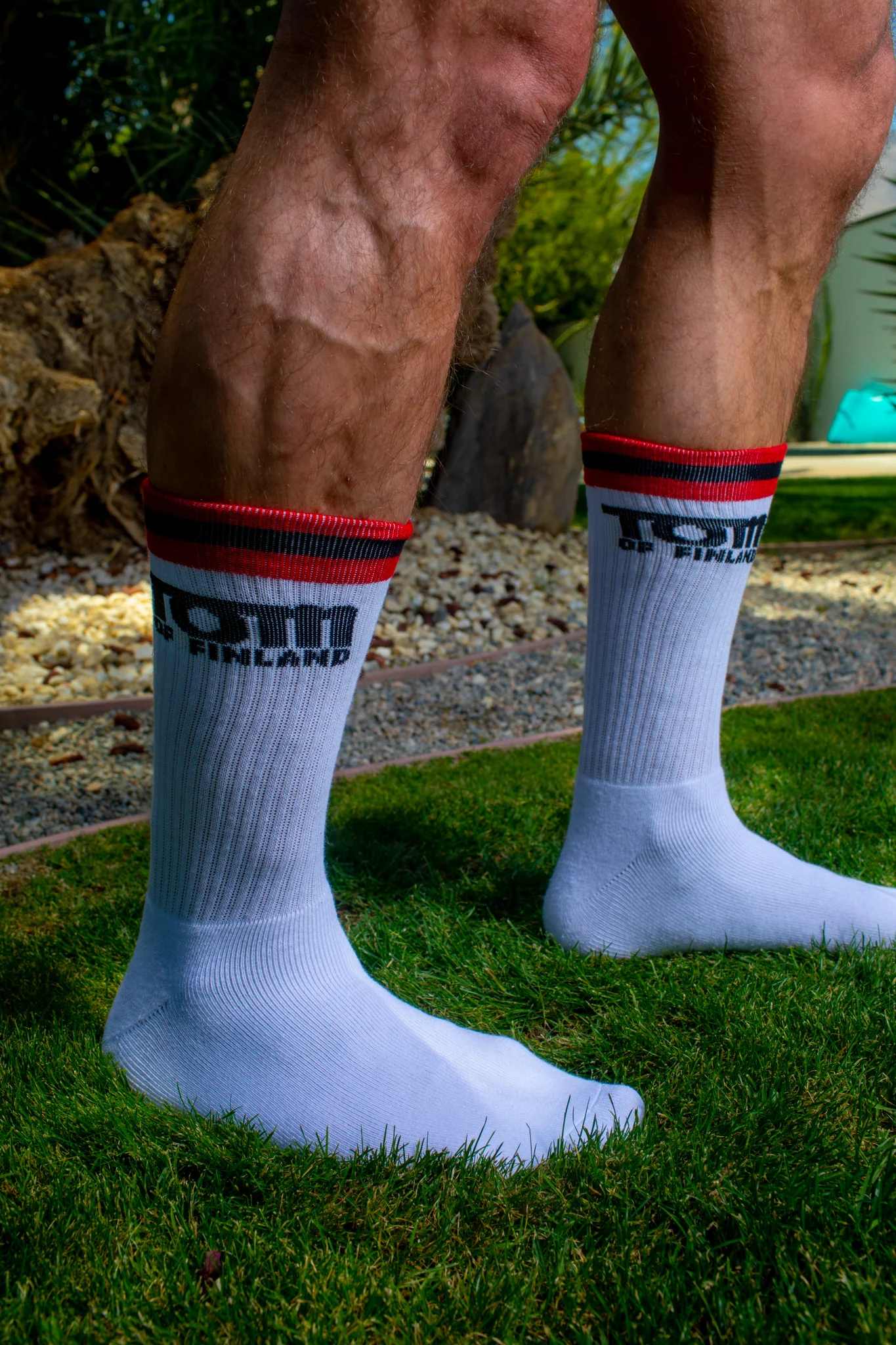 TOM OF FINLAND CALF HIGH SOCKS WHITE LOGO - Image 2