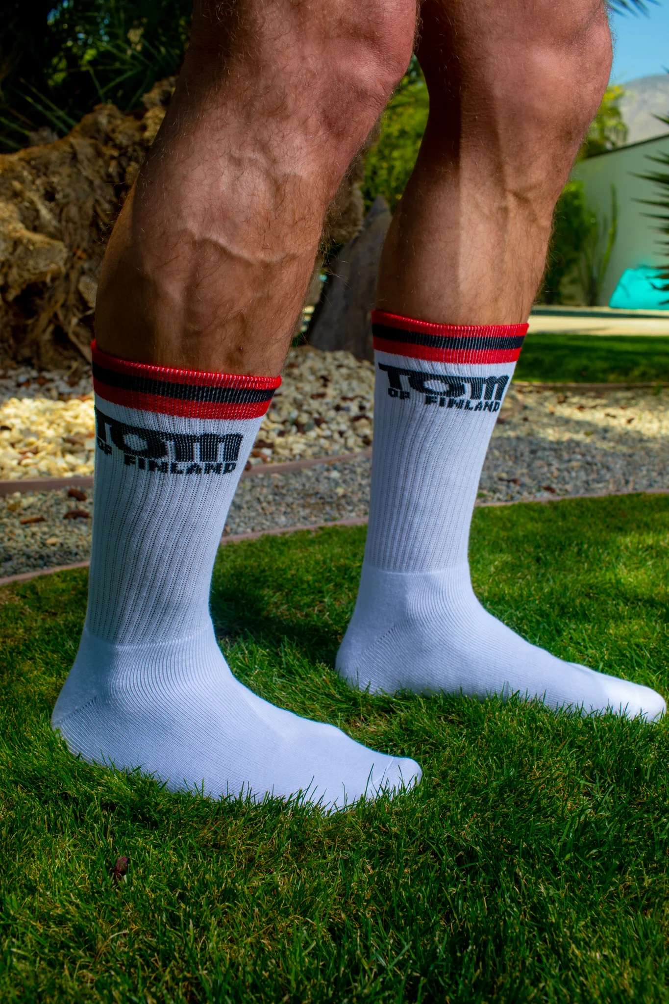 TOM OF FINLAND CALF HIGH SOCKS WHITE LOGO - Image 3