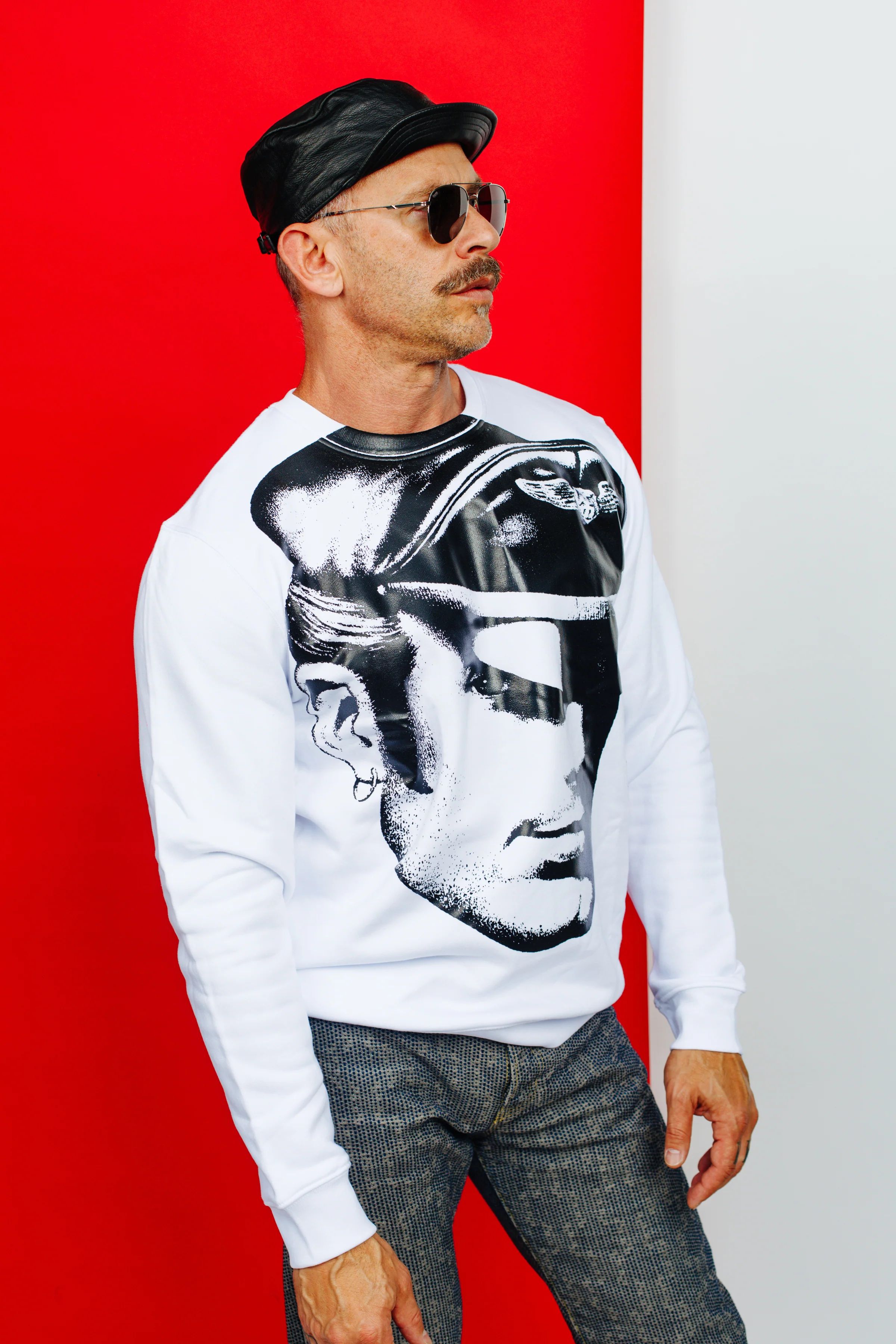 TOM OF FINLAND x WE ARE SPASTOR BIKER HEAD SWEATSHIRT - WHITE - Image 3