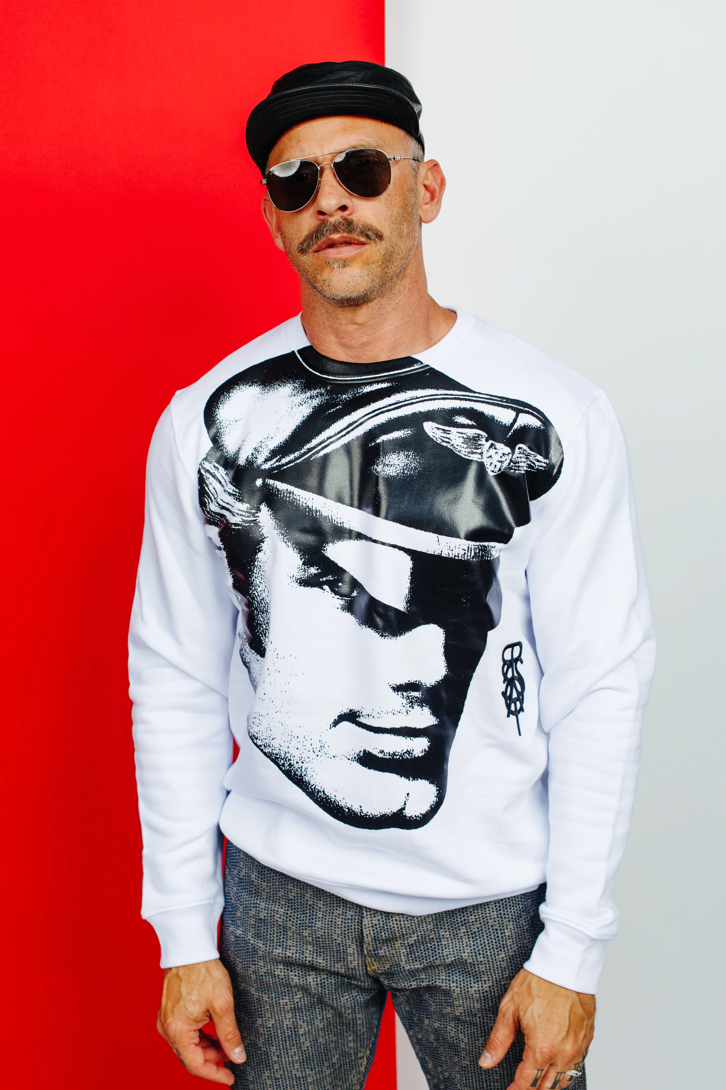 TOM OF FINLAND x WE ARE SPASTOR BIKER HEAD SWEATSHIRT - WHITE - Image 4