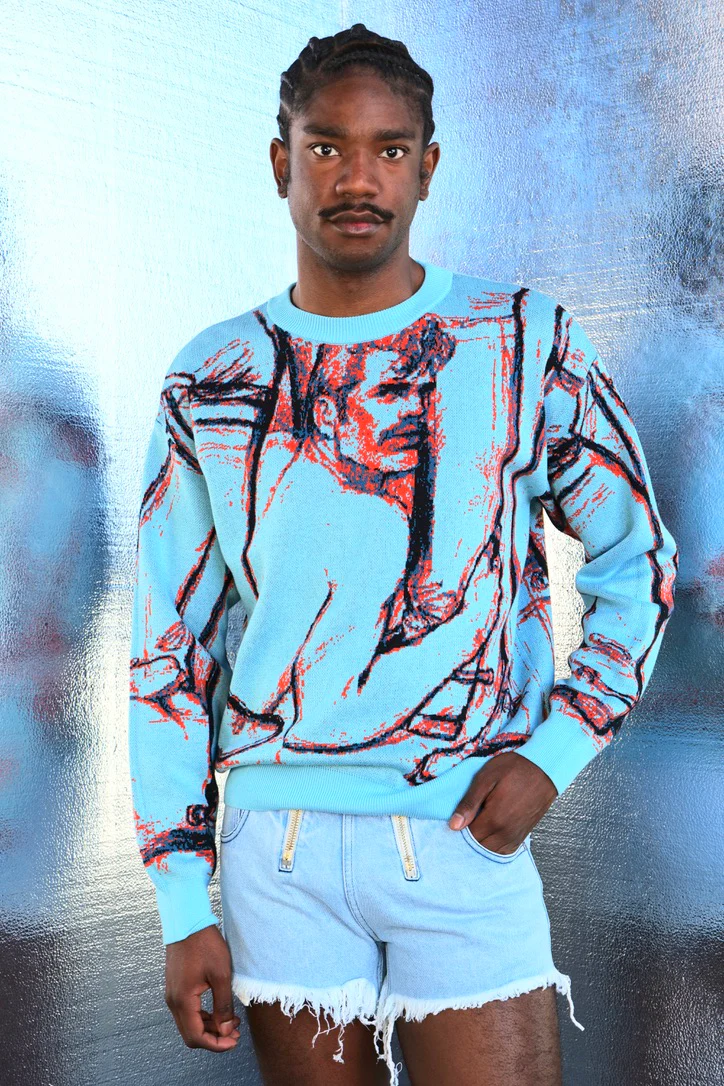 TOM OF FINLAND x WE ARE SPASTOR SWEATER BLUE - Image 3