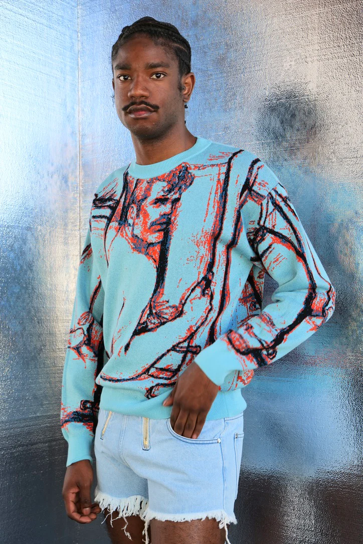 TOM OF FINLAND x WE ARE SPASTOR SWEATER BLUE - Image 4