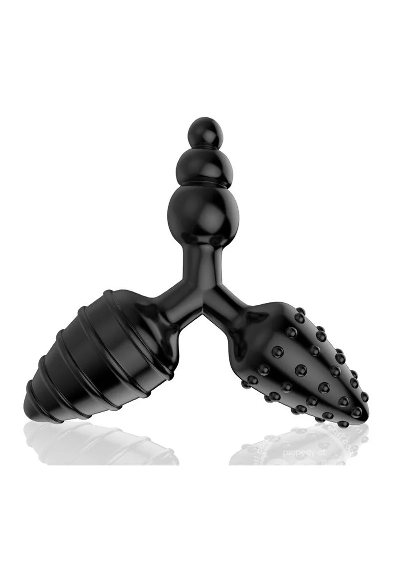 Triad 3 Way Textured Butt Plug - Black - Image 6
