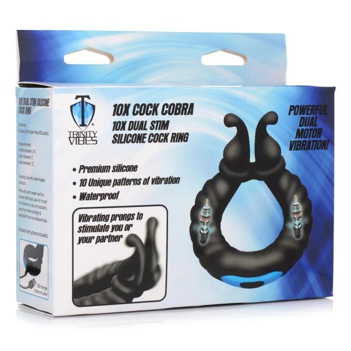 Trinty Vibes 10X Cobra Dual Stimulation Silicone Cock Ring - Image 7