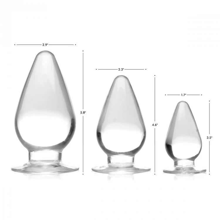 Triple Cones 3 Piece Anal Plug Set - Clear - Image 2