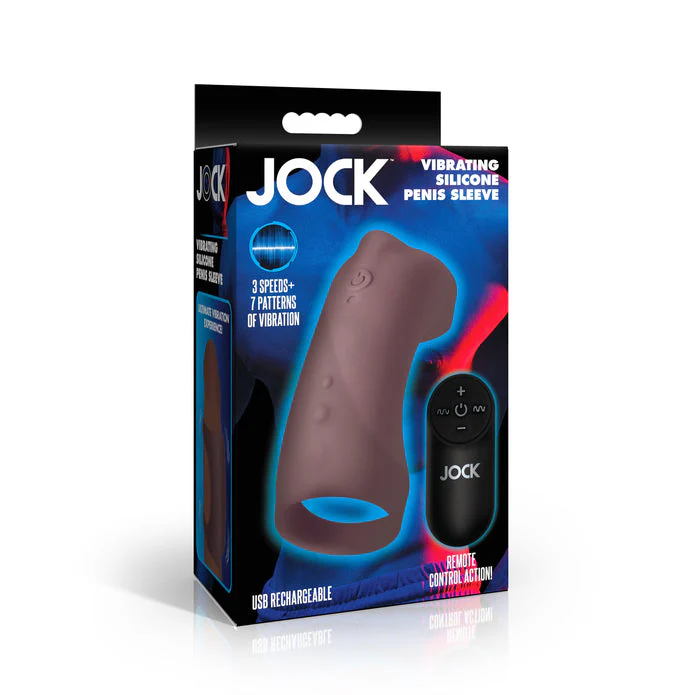 Vibrating Silicone Penis Sleeve - Dark - Image 3