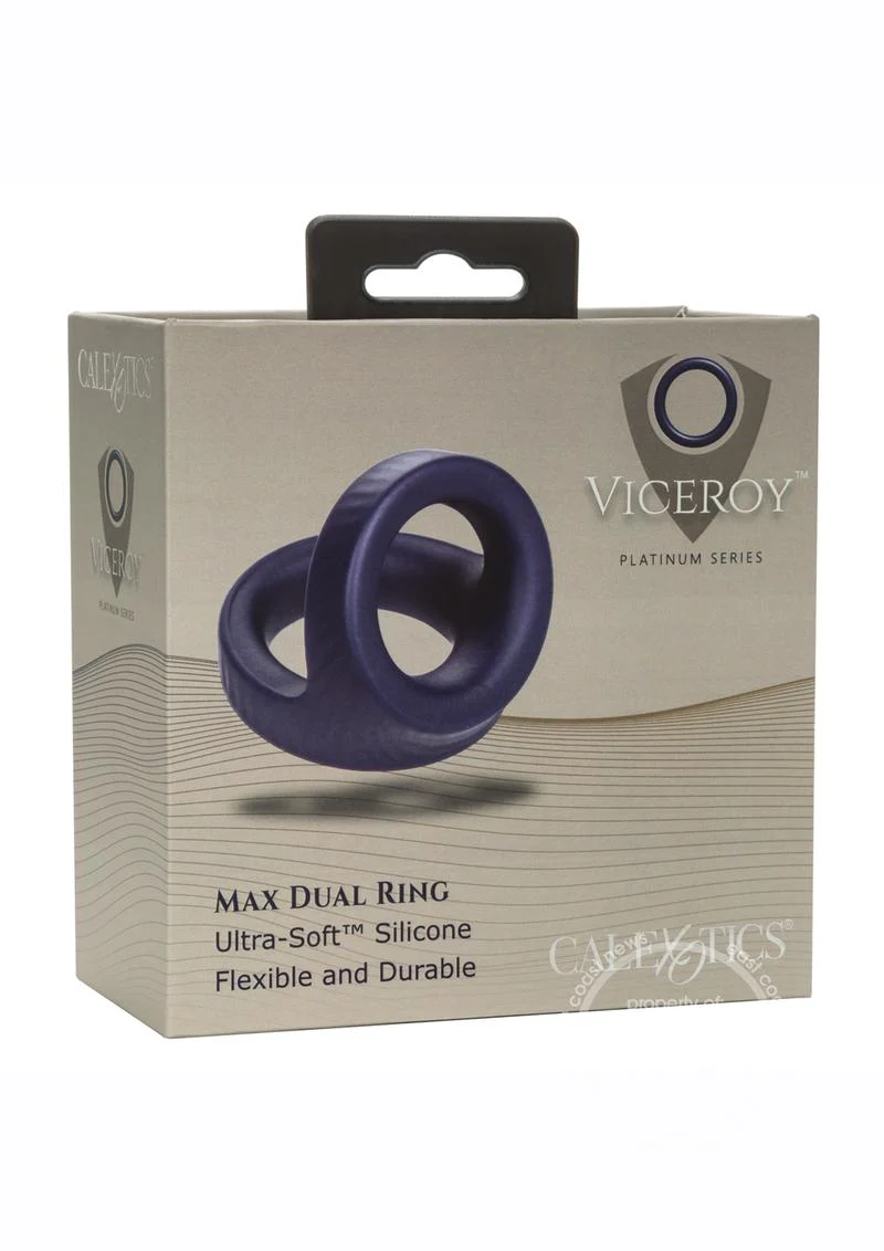 Viceroy Max Dual Ring Silicone Cock Ring - Blue - Image 3