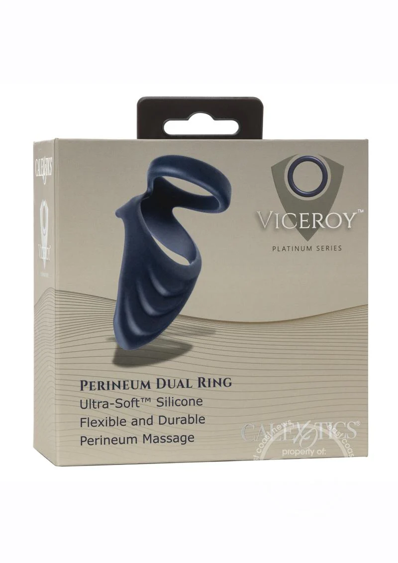 Viceroy Perineum Dual Ring Silicone Cock Ring - Blue - Image 5