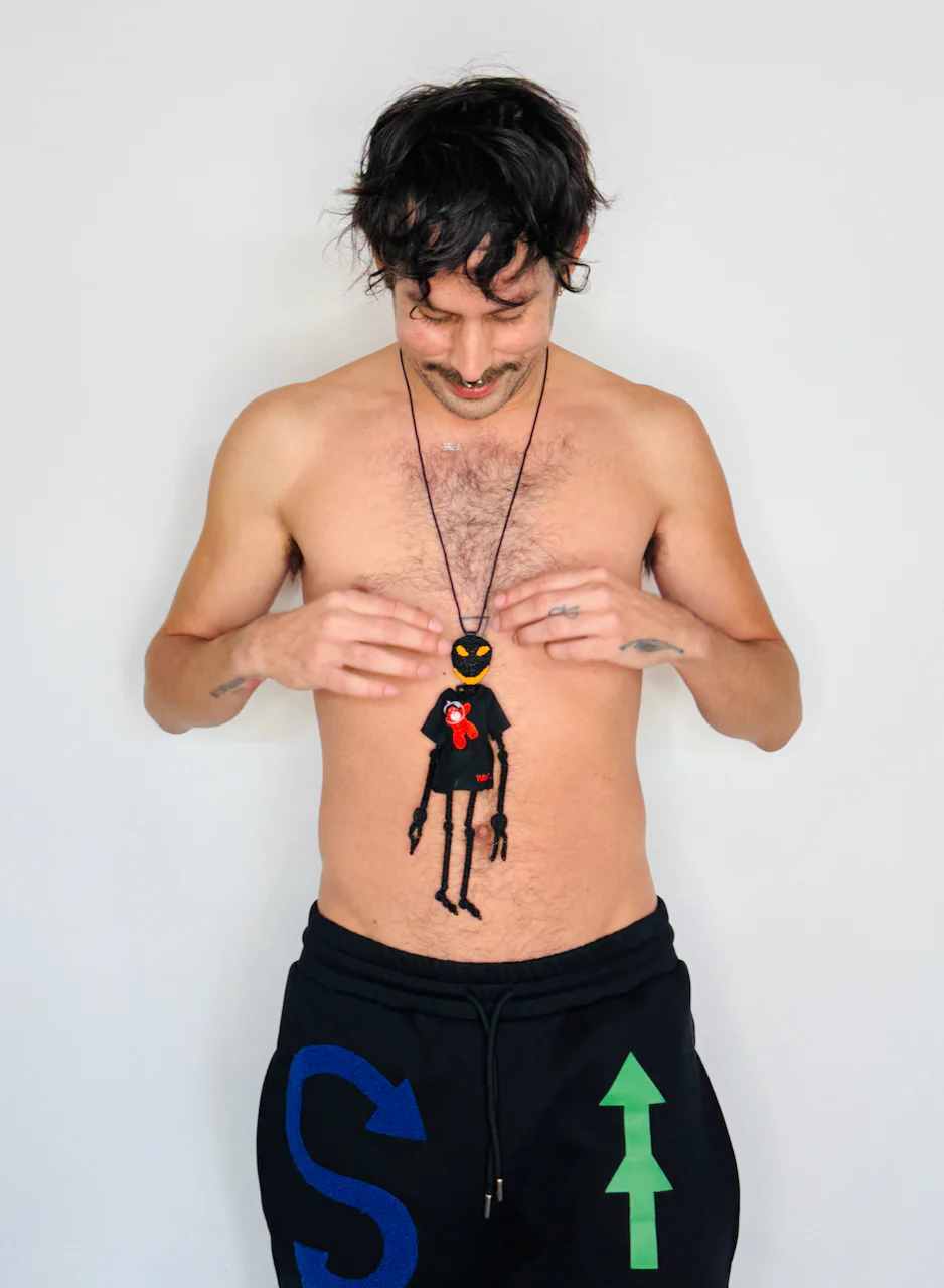 Walter Van Beirendonck Alien Friend + T Necklace in black - Image 7