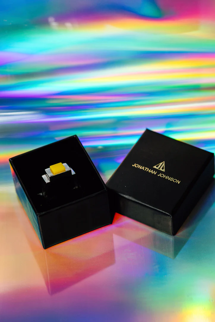 Yellow Square Ring Silver by Jonathan Johnson - Image 3